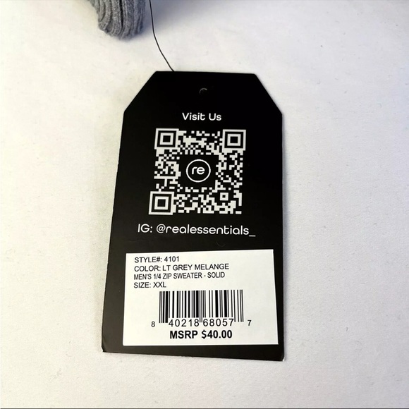 New Mens Real Essentials 1/4 Zip Pullover Gray Sweater Sz XXL NWT Polyester - Picture 5 of 9